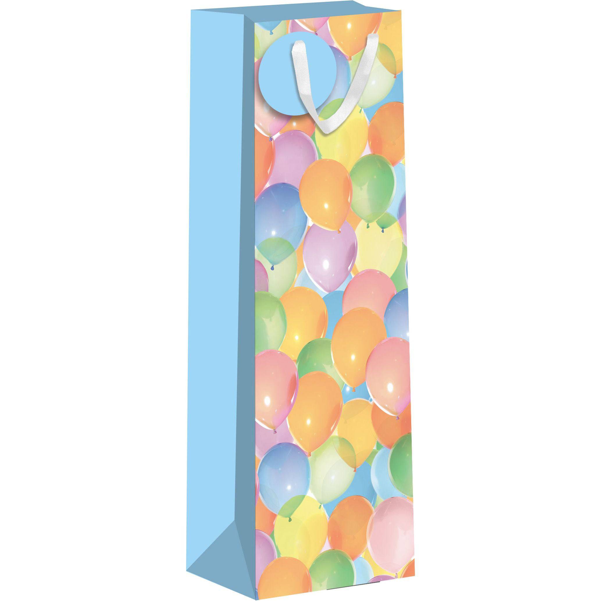 AB PICTURA bottle gift bags with colorful balloon designs, ideal for wrapping bottles for celebrations and special occasions.